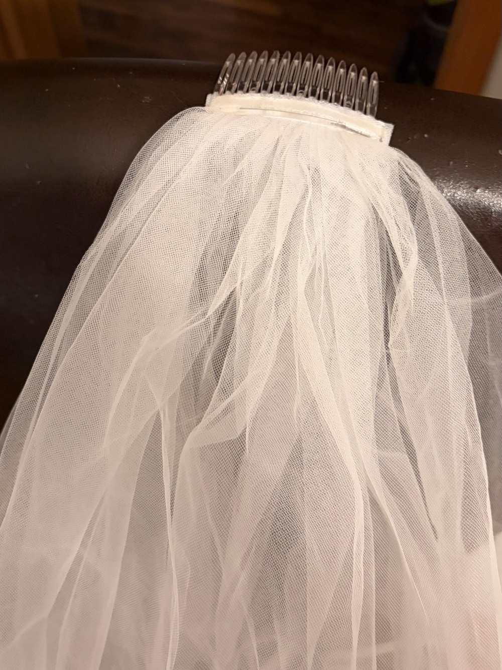 Bridal Hair Comb Veil in Ivory Tulle